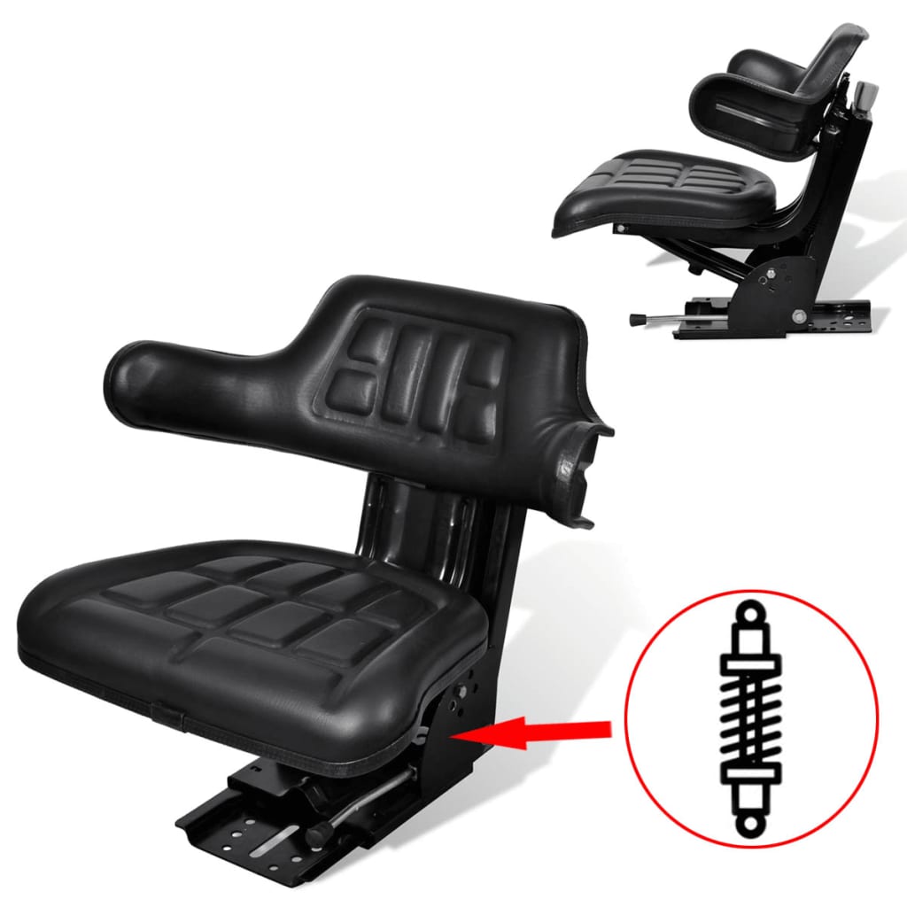 Vidaxl traktorstol med suspension sort