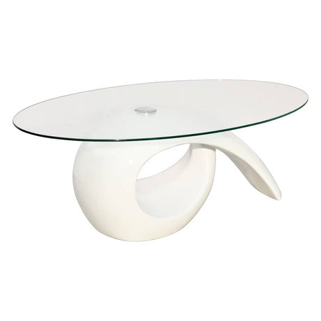 Vidaxl salontafel met ovaal glazen tafelblad hoogglans wit