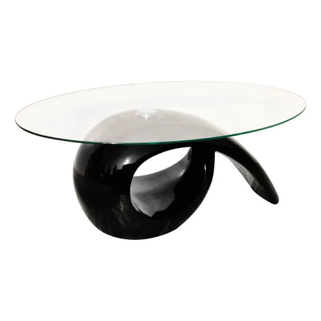 Vidaxl salontafel met ovaal glazen tafelblad hoogglans zwart