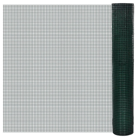 Vidaxl kyllingetråd 10x1 m galvaniseret stål med PVC -belægning grøn