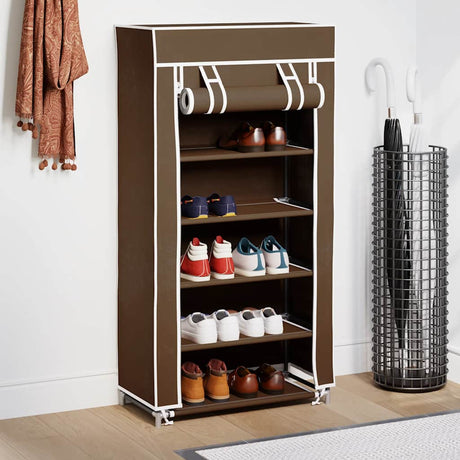 Vidaxl stofsko rack med dækning 58 x 28 x 106 cm brun