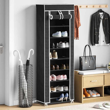 Vidaxl Shoe Cabinet med dækning 57x29x162 Stof sort