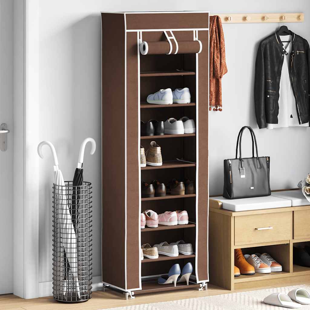 Vidaxl stofsko rack med dækning 162 x 57 x 29 cm brun