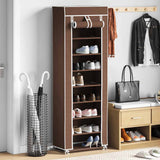 Vidaxl stofsko rack med dækning 162 x 57 x 29 cm brun
