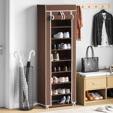 Vidaxl stofsko rack med dækning 162 x 57 x 29 cm brun