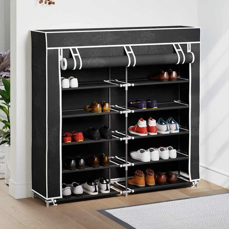 Vidaxl skoskab med dækning 115x28x110 stof sort