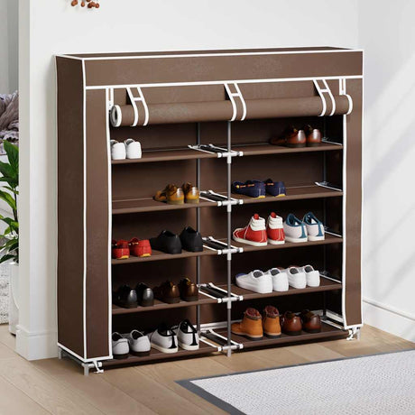 Vidaxl skoskab med dækning 115x28x110 stofbrun