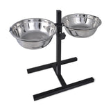 Vidaxl Justerbar dobbelthundkatte Feed Box (2 x 4,1L Rustfrit stål bagning)