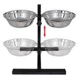 Vidaxl Justerbar dobbelthundkatte Feed Box (2 x 4,1L Rustfrit stål bagning)