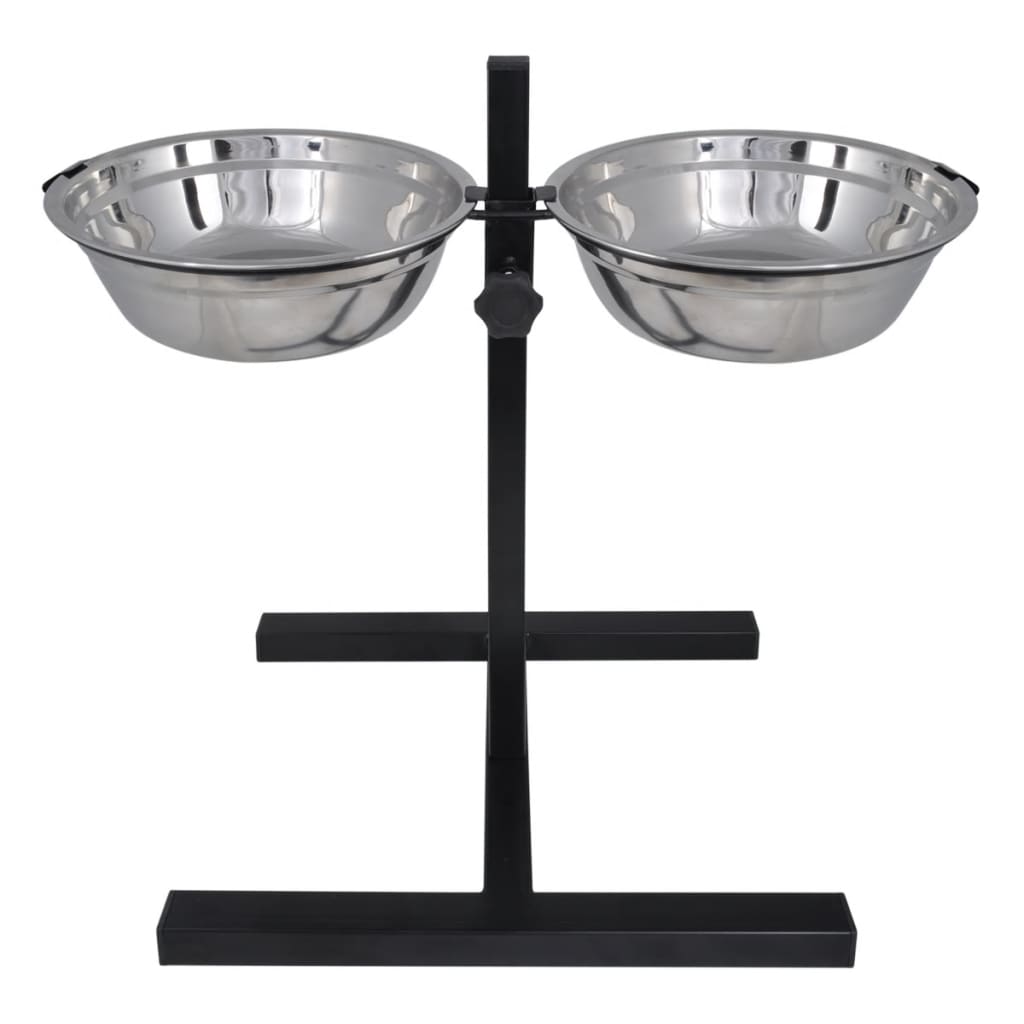 Vidaxl Justerbar dobbelthundkatte Feed Box (2 x 4,1L Rustfrit stål bagning)