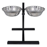 Vidaxl Justerbar dobbelthundkatte Feed Box (2 x 4,1L Rustfrit stål bagning)