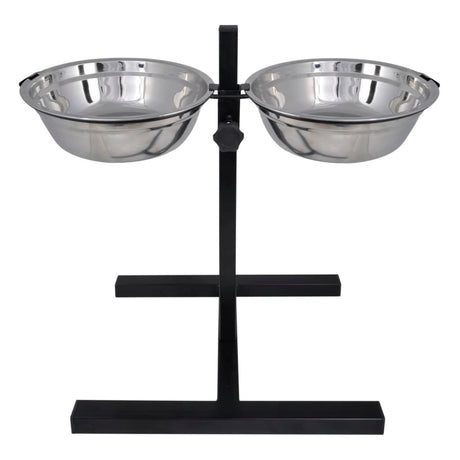 Vidaxl Justerbar dobbelthundkatte Feed Box (2 x 4,1L Rustfrit stål bagning)