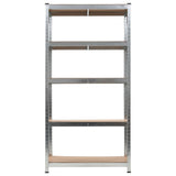 Vidaxl Storage Rack 5-lags stål og forarbejdet træ sølvfarvet