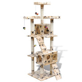 Vidaxl Cat Scratching Post med benaftryk og 2 huse 170 cm beige