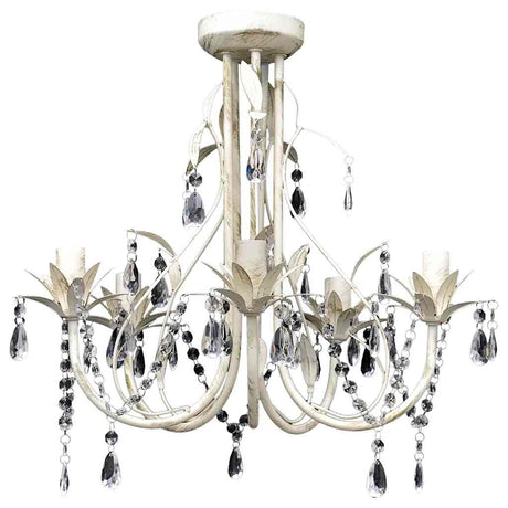 Vidaxl Crystal Chandelier med hvidt elegant design (5 lamper)