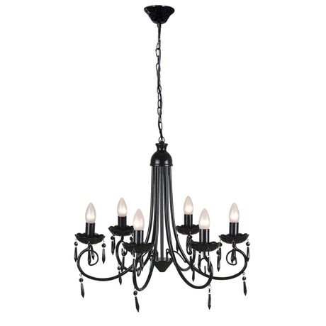 Vidaxl loft lampe lysekrone 6 lys sort