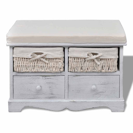 Vidaxl opbergbank 62x33x42 cm paulowniahout wit