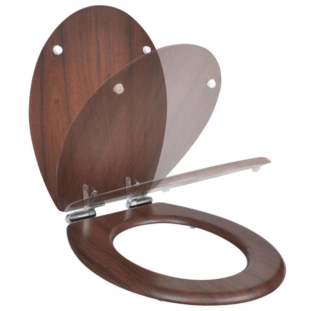 Vidaxl toilet sæde blød tæt design mdf brun