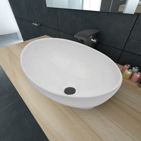 Vidaxl Washbasin Oval 40x33 cm keramisk hvid