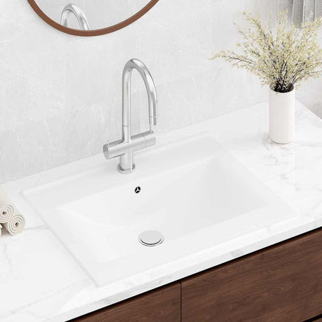 Vidaxl Washbasin med kranhul rektangulær 60x46 cm keramisk hvid