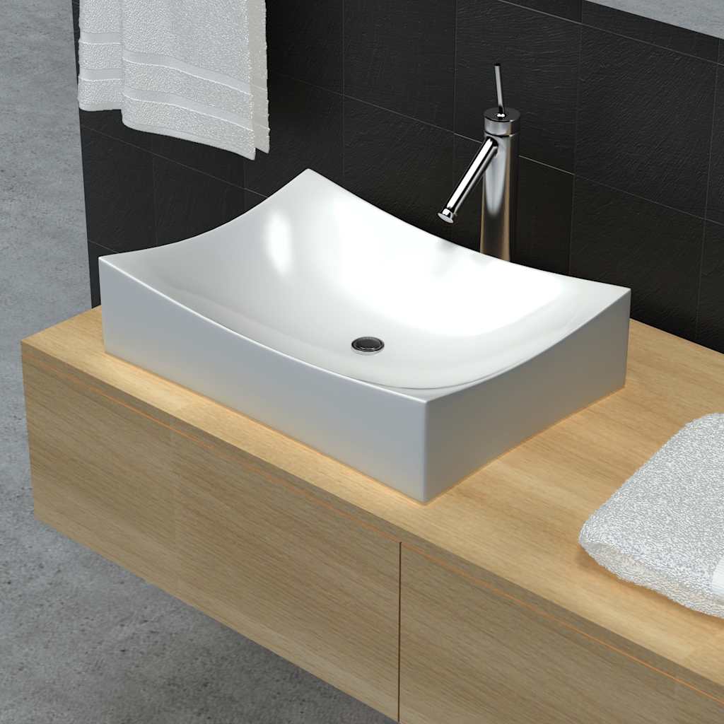 Vidaxl Ceramic Washbasin skala -formet højglans (hvid)