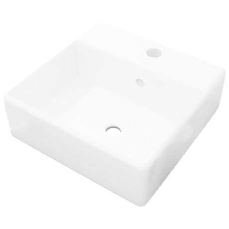 Vidaxl luksusvask med landing og kranhul firkantet keramik 41x41 cm