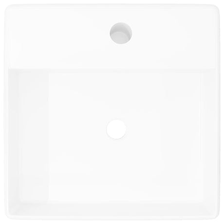 Vidaxl luksusvask med landing og kranhul firkantet keramik 41x41 cm