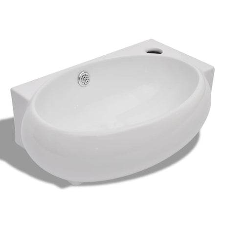 Vidaxl Washbasin med kranhul og landing keramisk hvid