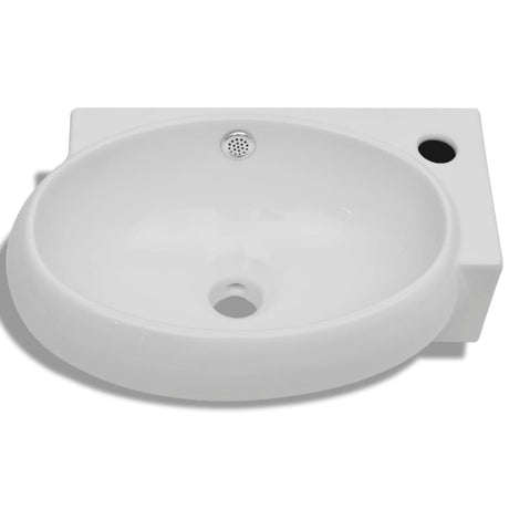 Vidaxl Washbasin med kranhul og landing keramisk hvid