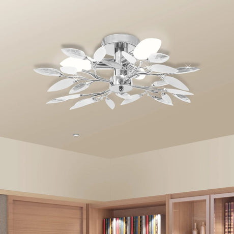 Vidaxl loftslampe med krystalblade 3xe14 akrylhvide og gennemsigtig