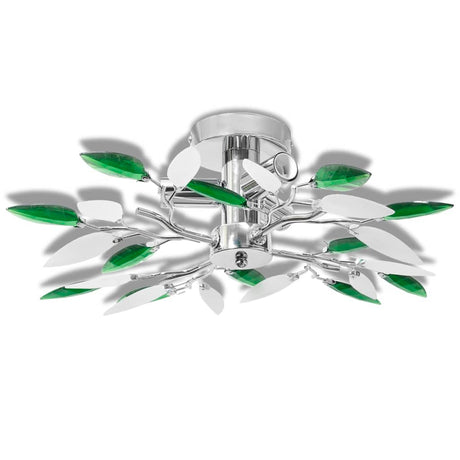 Vidaxl loftslampe Hvid og grøn akrylkrystallblade 3xe14