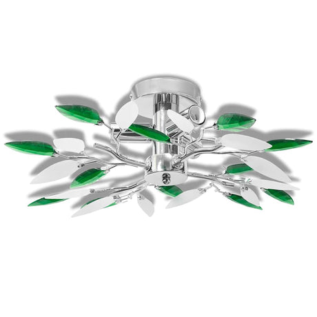 Vidaxl loftslampe Hvid og grøn akrylkrystallblade 3xe14