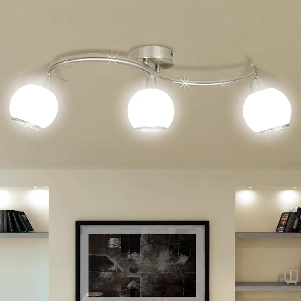 Vidaxl loft lampe glashætter + bølget jernbane til 3 x e14 pærer
