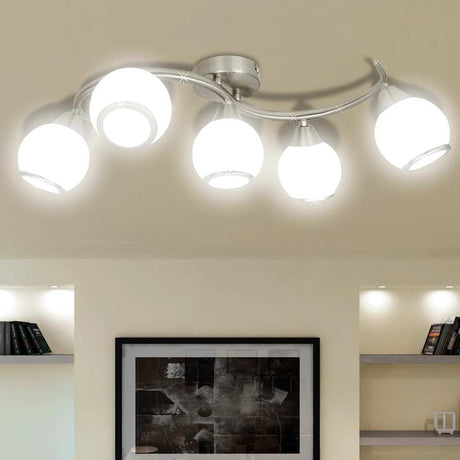 Vidaxl loftslampe med glashætter + bølget jernbane