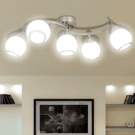Vidaxl loftslampe med glashætter + bølget jernbane