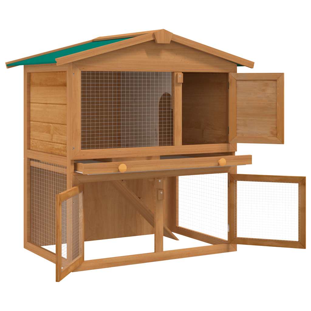 Vidaxl Rabbit loft til udvendig med 3 døre træ