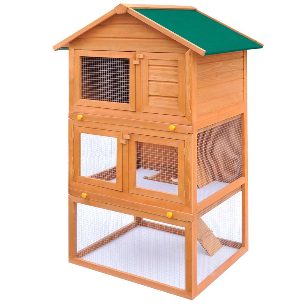 Vidaxl Rabbit loft til udvendig med 3 etager træ