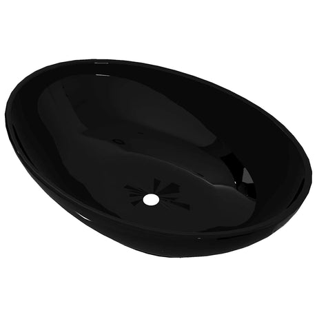 Vidaxl luksusvask oval 40x33 cm keramisk sort