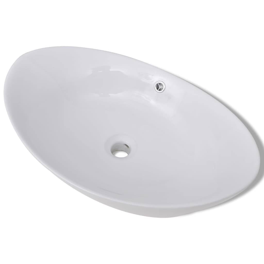 Vidaxl keramisk synke oval 59 x 38,5 cm