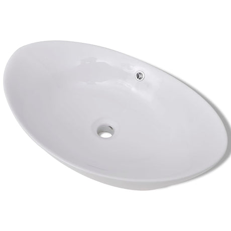 Vidaxl keramisk synke oval 59 x 38,5 cm