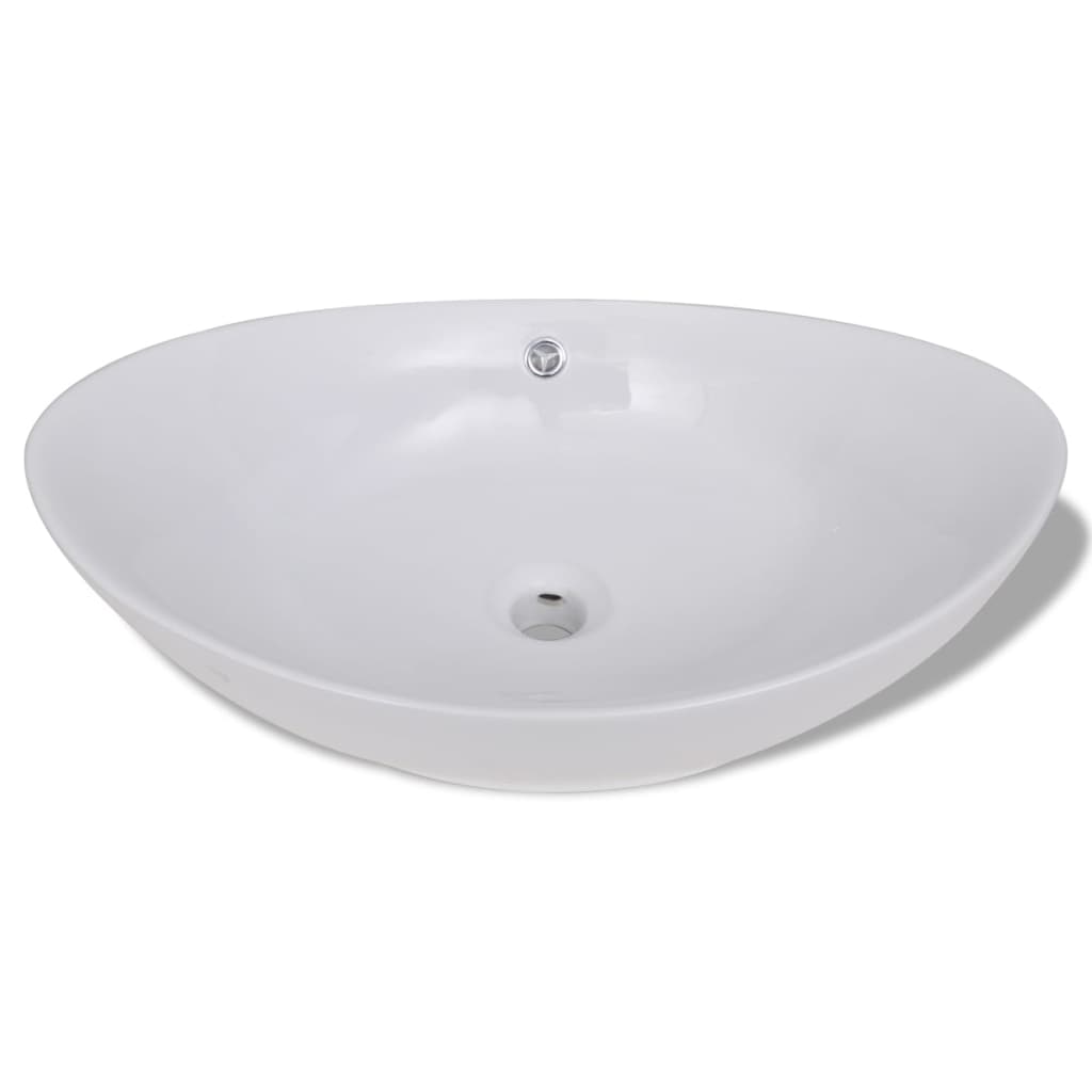 Vidaxl keramisk synke oval 59 x 38,5 cm
