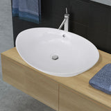 Vidaxl keramisk synke oval 59 x 38,5 cm