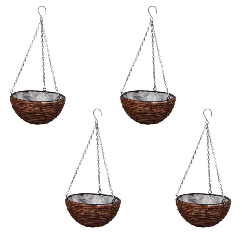 Vidaxl hængende bin Wilgenhout med foring og kæde 4 stykker
