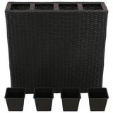 Vidaxl Planter hævet med 4 Pots Poly Rattan Black