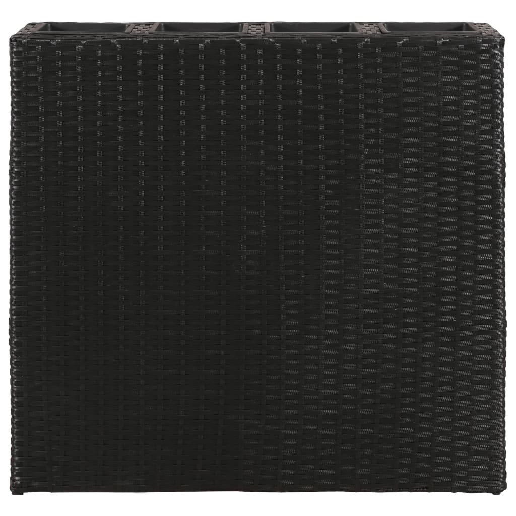 Vidaxl Planter hævet med 4 Pots Poly Rattan Black
