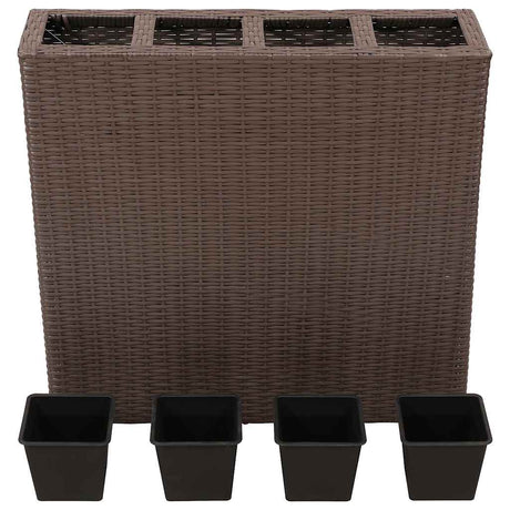 Vidaxl Planter hævet med 4 gryder Poly Rattan Brown
