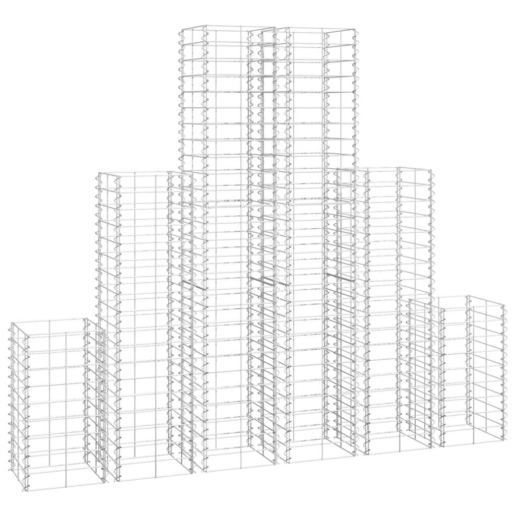 Vidaxl 6-delt gabion sæt galvaniseret wire