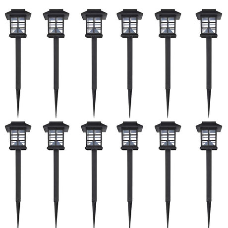 VIDAXL 12-Del LED Garden Belysning Set Solar med pin 8.6x8.6x38 cm