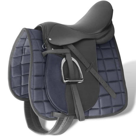 Vidaxl Real Leather Horse Riddle Saddle 17,5 18 cm (5-i-1 sæt, sort)