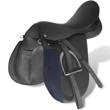 Vidaxl Real Leather Horse Riddle Saddle 17,5 18 cm (5-i-1 sæt, sort)